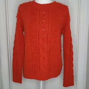 BANANA REPUBLIC Italian Yarn Orange Cable Sweater